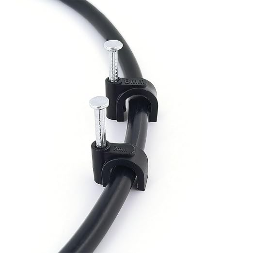 HS Cable Clips 10mm with Steel Nail 200 Pieces Black, Ethernet Management U - Image 4