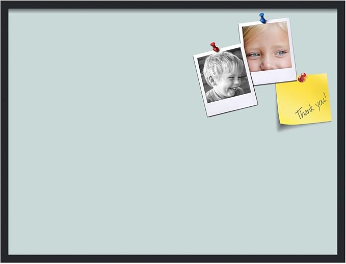 PinPix 40x30 Inch Cork Bulletin Board. This Decorative Framed Pin Board Comes with Soft Blue Design and a Satin Black Frame. Ideal for Home Office Decor or Message Board (PinPix-1814)-DeskLoop Office