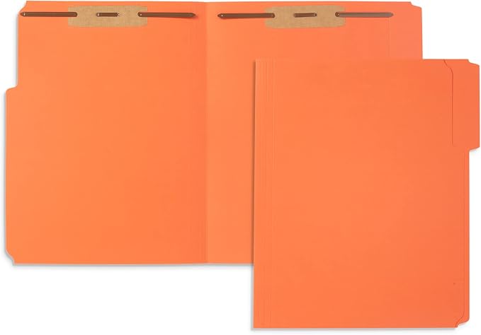 50 Orange Fastener File Folders by BlueSummitSupplies
