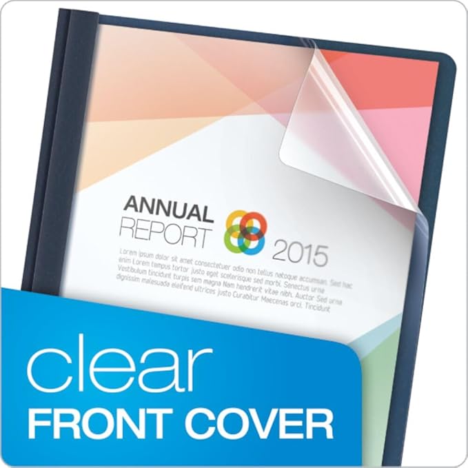 Oxford Clear Front Report Covers, Dark Blue, Letter Size, 25 per Box - Image 2