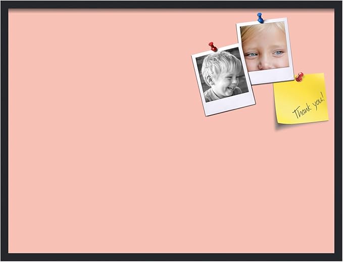 PinPix 40x30 Inch Cork Bulletin Board. This Decorative Framed Pin Board Comes with Pink Pastel Design and a Satin Black Frame. Ideal for Home Office Decor or Message Board (PinPix-1813)-DeskLoop Office