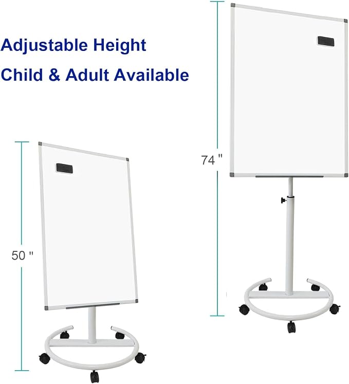 BIBOC Mobile Dry Erase Board – 36x24 inches Magnetic Portable Whiteboard Stand - Image 2