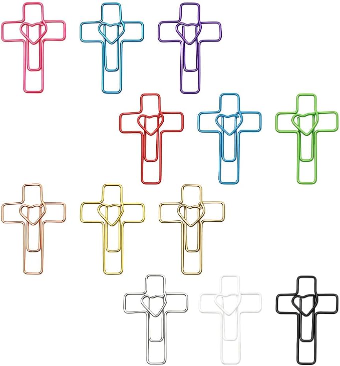 OWLFAVO 120pcs Cross Heart Shape Paper Clips by OWLFAVO