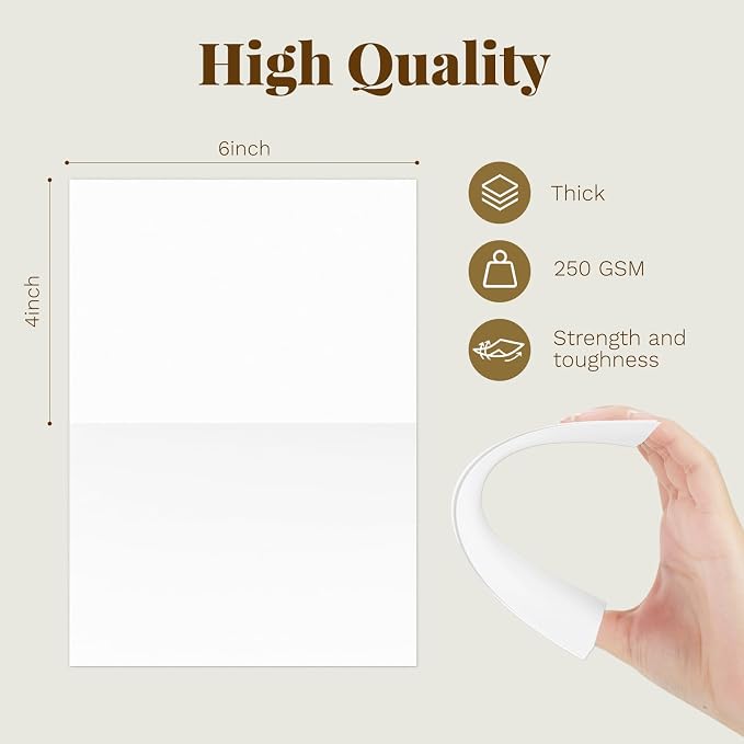 Goefun Blank White Cards with Envelopes 4 x 6 Folded Cardstock and A6 Envelopes - Image 2