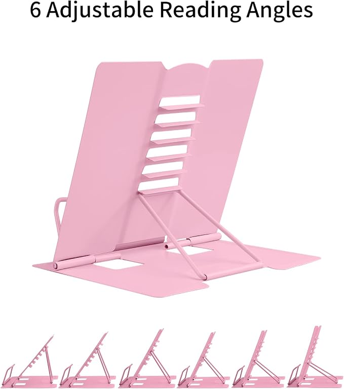 MSDADA Desk Book Stand Metal Reading Rest Book Holder Adjustable Cookbook - Image 4