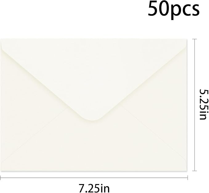 YINUOYOUJIA 50 PCS Pearl Ivory Envelopes A7, 5 x 7 Ivory Shimmer Envelopes - Image 2