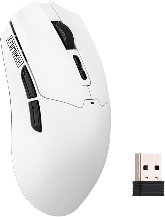 EPOMAKER Click Lite Wireless Gaming Mouse, 800 to 12,000 DPI Adjustable, PAW3311 Sensor, 500mAh, 59g, 2.4G/BT/USB-C Rechargeable Wireless Mouse with 5 Programmable Buttons for PC/Mac/Linux (White)-DeskLoop Office