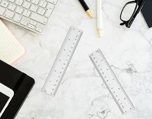 2 Pack 6 inch Clear Plastic Ruler, 15 cm Straight Rulers, Transparent Measuring - Image 5