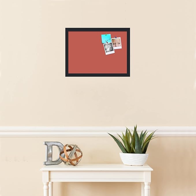 PinPix 18x13 Inch Cork Bulletin Board. This Decorative Framed Pin Board Comes with Crimson Pastel Design and a Satin Black Frame. Ideal for Home Office Decor or Message Board (PinPix-1807)-DeskLoop Office
