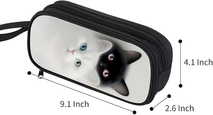 HiGaits Pencil Case for Boys, Durable Pen Box Twin Cats - Image 2
