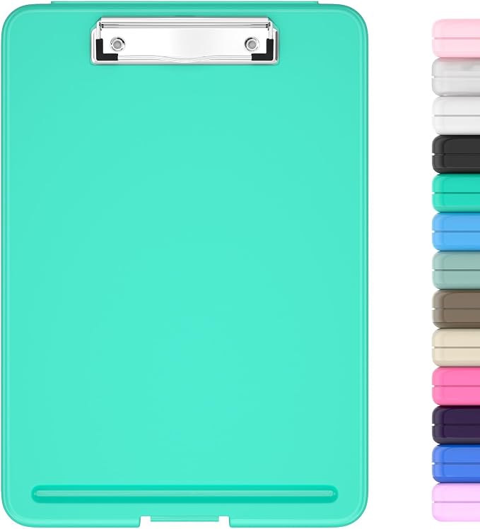 Hongri Clipboard with Storage, 8.5 x 11 Clip Board Foldable, Teal | Bottom by Hongri