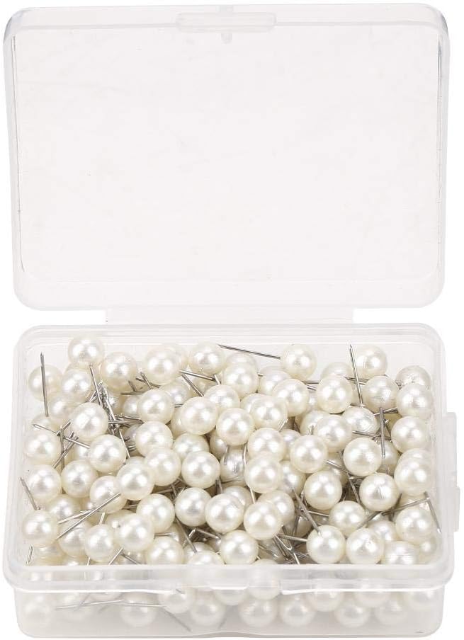 Oumefar 200PCS Pearl Push Pins, Decorative Thumb Tacks Round Short Pearl Head - Image 3