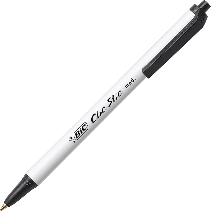 BIC Clic Stic Black Retractable Ballpoint Pens, Medium Point, Round Barrel - Image 3