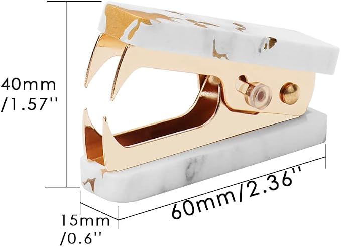 1PC Marble Gold Line Gold Staples Remover Acrylic Luxury Yellow Golden Metal - Image 2