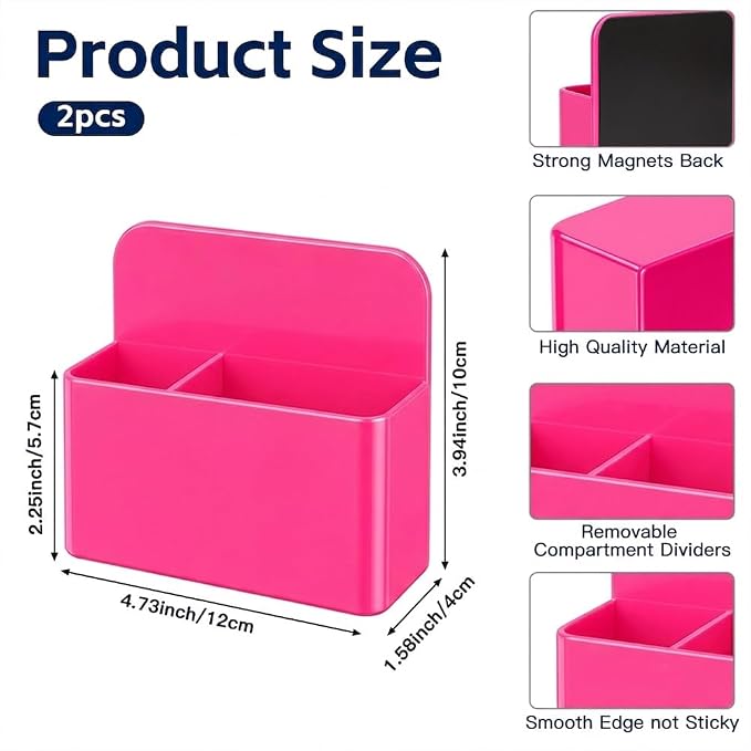 Magnetic Pencil Pen Holder, Magnet Storage Pencil Cup Case Box Fridge Organizer - Image 2