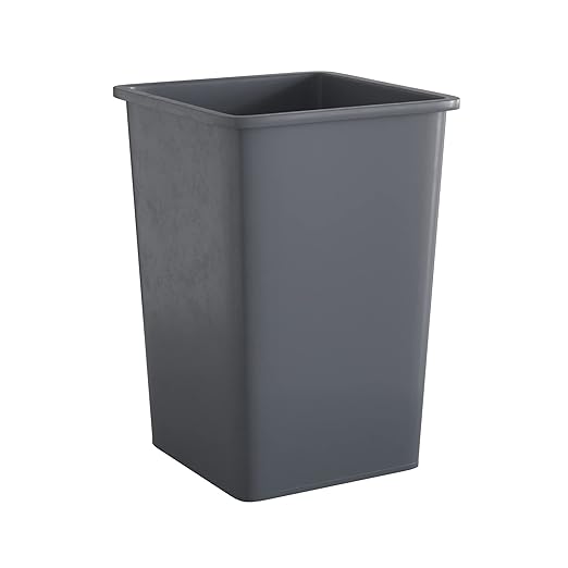 35 Gallon Grey Square Commercial Trash Can-DeskLoop Office