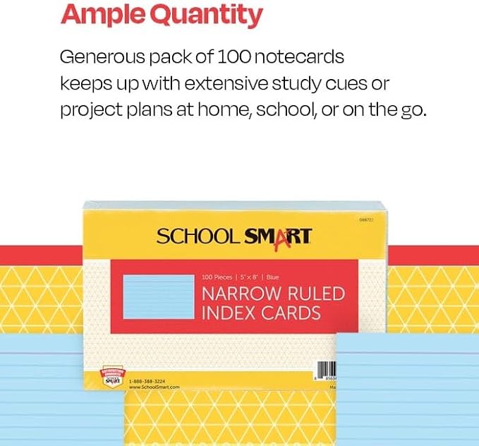 School Smart Ruled Index Cards, 5 x 8 Inches - Image 5
