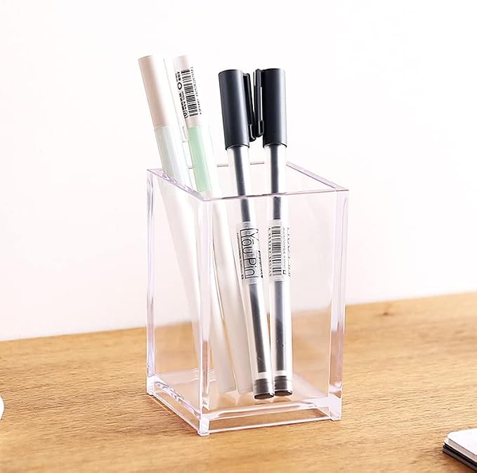 Newkita 2 Pack Clear Acrylic Pencil Pen Holder Cup, Acrylic Cosmetic Brushes - Image 7