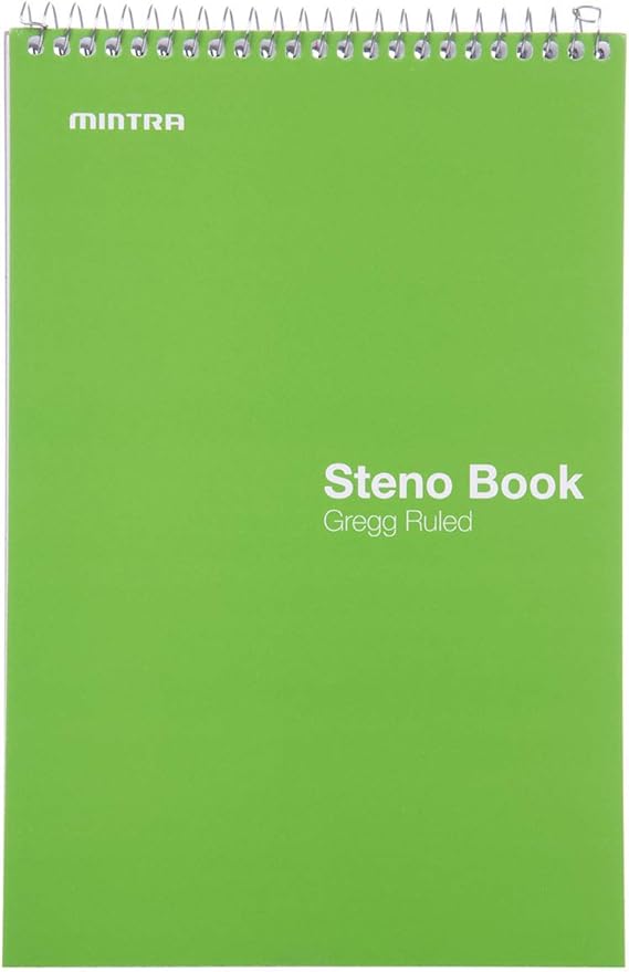 Mintra Office Steno Book - (Primary Colors, 4 Pads/Pack, Gregg Ruled) - 6inx9in, 70 Sheets, Notebook for writing notes in school, university, college, work, office-DeskLoop Office