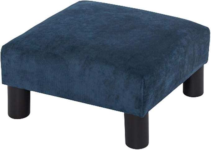 Joveco Small Foot Rest Stool Ottoman, 15" Fabric Square Short Low Footstool Upholstered Footrest for Chair, Under Office Desk, Living Room, Navy Blue-DeskLoop Office