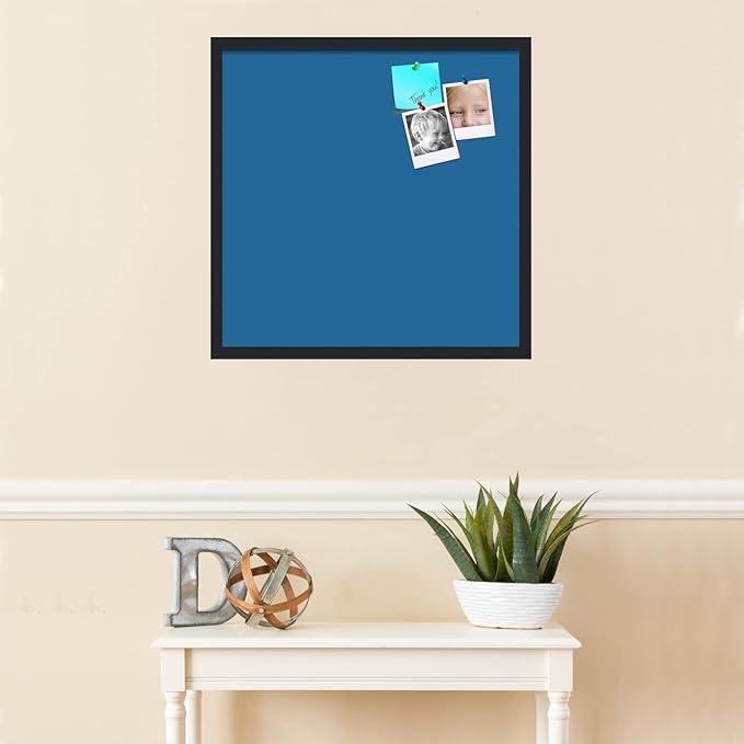 PinPix 24x24 Inch Cork Bulletin Board. This Decorative Framed Pin Board Comes with Navy Pastel Design and a Satin Black Frame. Ideal for Home Office Decor or Message Board (PinPix-1811)-DeskLoop Office
