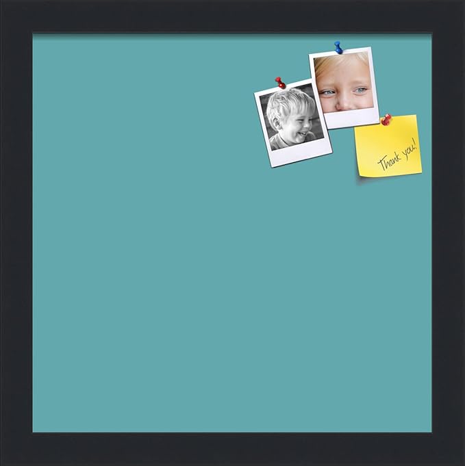 PinPix 12x12 Inch Cork Bulletin Board. This Decorative Framed Pin Board Comes with Aqua Pastel Design and a Satin Black Frame. Ideal for Home Office Decor or Message Board (PinPix-1806)-DeskLoop Office