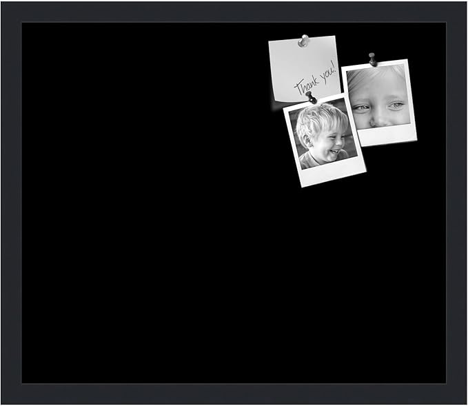 PinPix 20x17 Inch Cork Bulletin Board. This Decorative Framed Pin Board Comes with Solid Black Design and a Satin Black Frame. Ideal for Home Office Decor or Message Board (PinPix-622)-DeskLoop Office