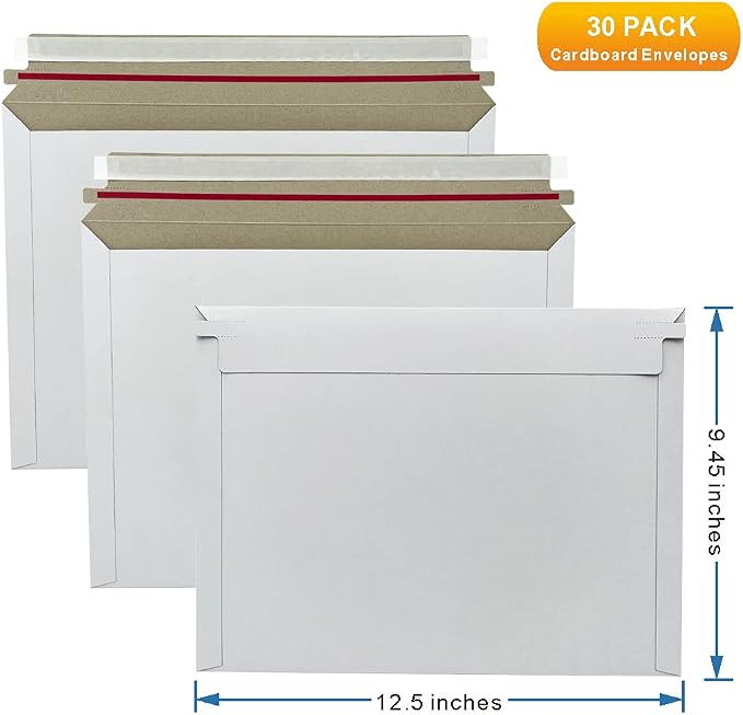 30 Pack White Rigid Mailers 12.5x9.45 Inches - Image 2