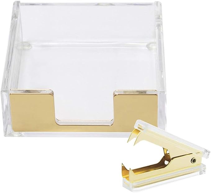 MultiBey Clear Acrylic Desktop Set Self-Stick Note Holders & Staple Removers by MultiBey