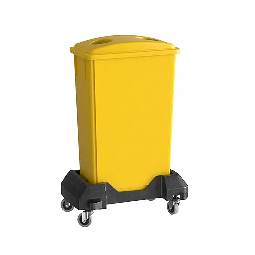 23 Gallon Yellow Slim Jim Trash Can with Bottle Lid and Dolly-DeskLoop Office