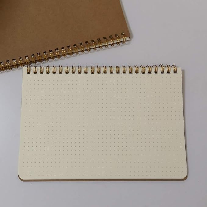 YUREE Spiral Notebook A5/Softcover Spiral Journal, Dot Grid Pages, 50 Sheets (100 Pages), 8.45" x 5.8", Brown, 20 Pack-DeskLoop Office