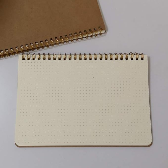 YUREE Softcover Spiral Notebook/Spiral Journal, 50 Sheets (100 Pages) Dot Grid Notebook, 10 Notebooks Per Pack, A5, 8.5" x 5.7", Brown-DeskLoop Office