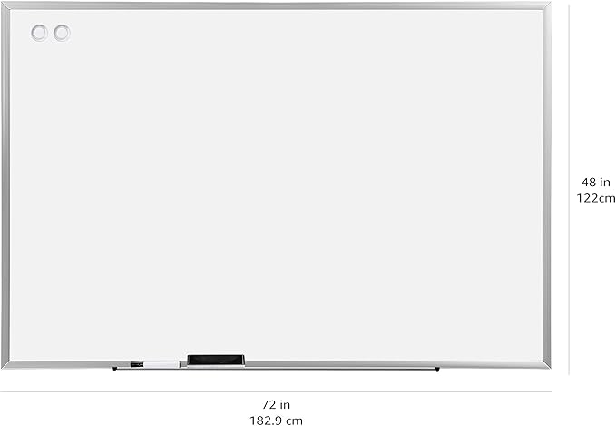 Amazon Basics Large Magnetic Dry Erase Whiteboard, Aluminum Frame, - Image 2