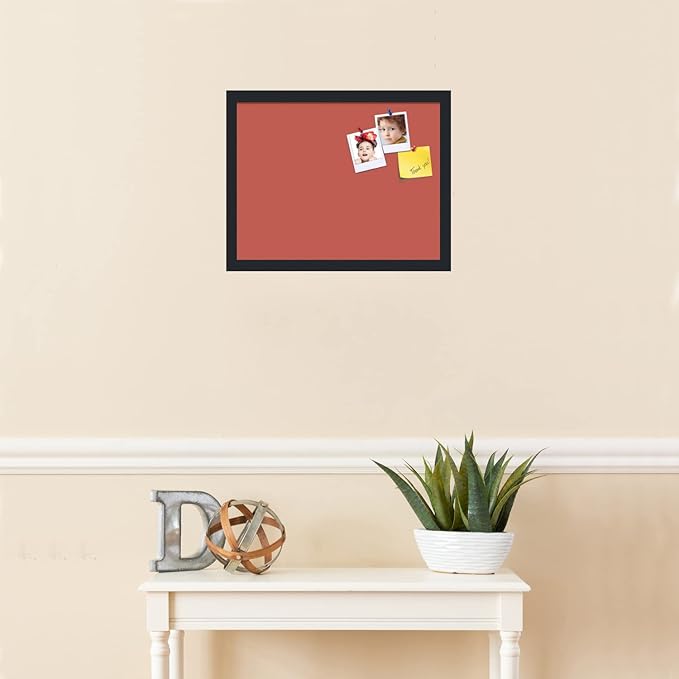 PinPix 18x14 Inch Cork Bulletin Board. This Decorative Framed Pin Board Comes with Crimson Pastel Design and a Satin Black Frame. Ideal for Home Office Decor or Message Board (PinPix-1807)-DeskLoop Office