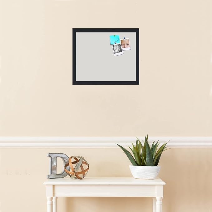 PinPix 17x14 Inch Cork Bulletin Board. This Decorative Framed Pin Board Comes with Light Stone Design and a Satin Black Frame. Ideal for Home Office Decor or Message Board (PinPix-1809)-DeskLoop Office