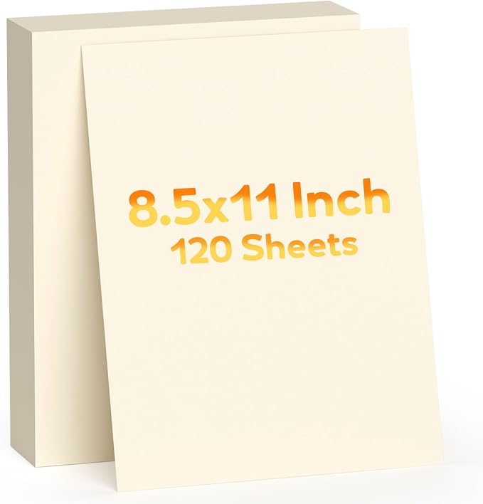 120 Sheets Cream Cardstock Paper, Cardstock 8.5" x 11", Construction Paper by WelcometoVishoitty