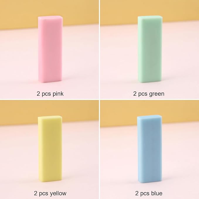 BetterJonny Sliding Retractable Eraser, 4 Color Push Pull Erasers and 8 Refills - Image 7