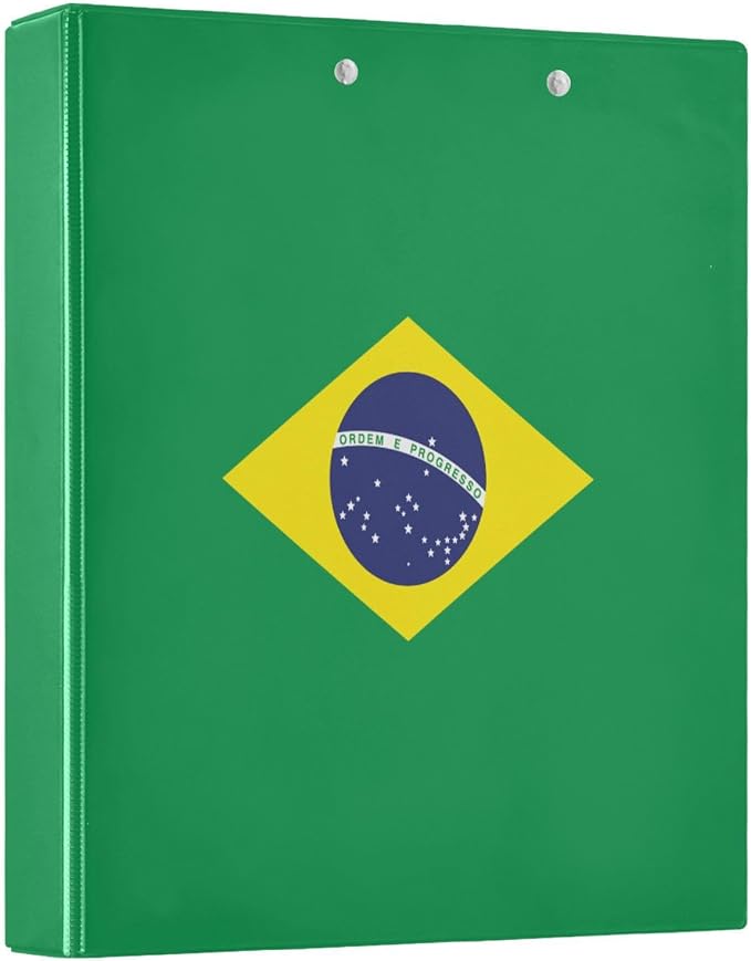 Brazil Flag 3-Ring Binder, 1.5 Inch D-Ring Organizer Folder Clipboard Binder by Unknown