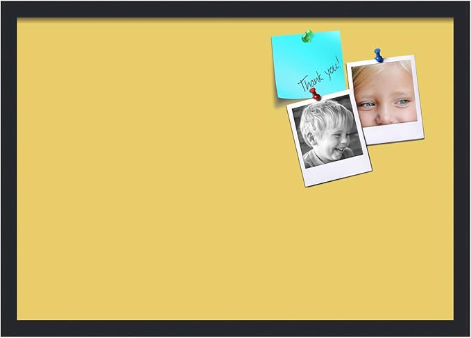 PinPix 26x18 Inch Cork Bulletin Board. This Decorative Framed Pin Board Comes with Honey Pastel Design and a Satin Black Frame. Ideal for Home Office Decor or Message Board (PinPix-1810)-DeskLoop Office