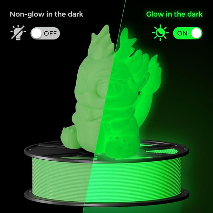 FLASHFORGE Glow in The Dark Rapid PLA Filament 1.75mm, High Flow Speedy 3D Printer Filament Luminous Green, Max 500mm/s High-Speed Printing, High Brightness and Long-Lasting Glowing Effect-DeskLoop Office
