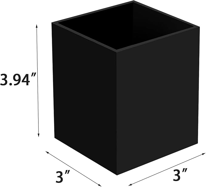 2 Pack Acrylic Pen Pencil Holder, Black Makeup Brush Holder Cup Storage Office Desktop Desk Table Stationery Organizer-DeskLoop Office