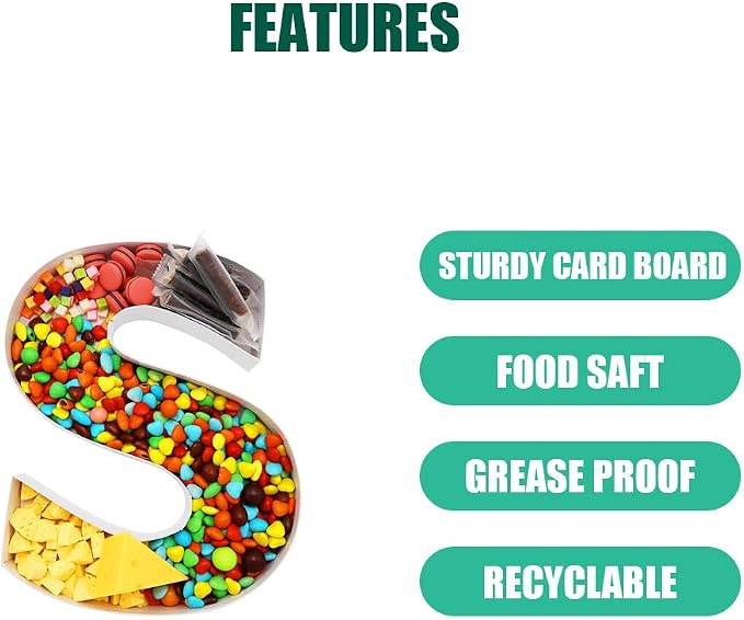Cardboard Letter Fillable Charcuterie Board Candy Food Tray, 12.2 inch - Image 3