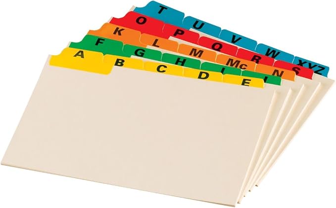Oxford Index Card Guides with Laminated Tabs, Alphabetical, 25 Guides per Set by Oxford