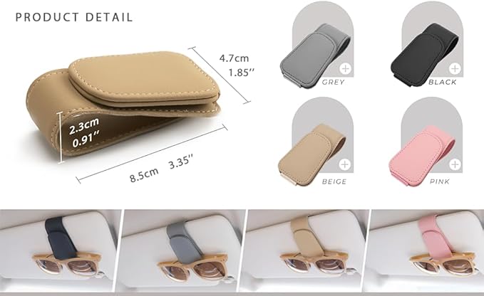 Magnetic Leather Sunglass Holder, Eyeglass Hanger Clip - Image 7