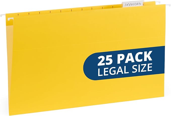 25 Blue Summit Supplies Yellow Legal Size Hanging File Folders by BlueSummitSupplies