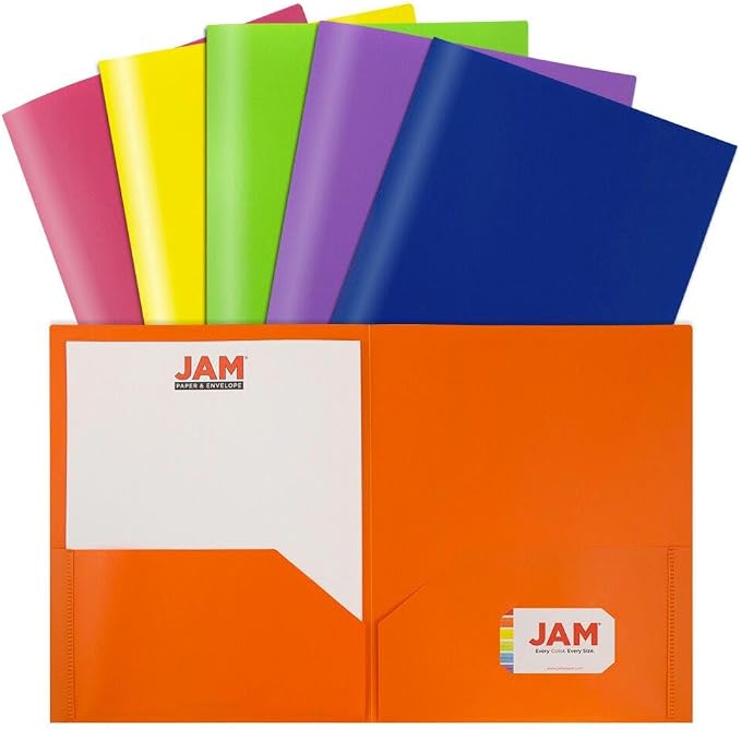 JAM PAPER Plastic 2 Pocket POP Folders by JAMPaper