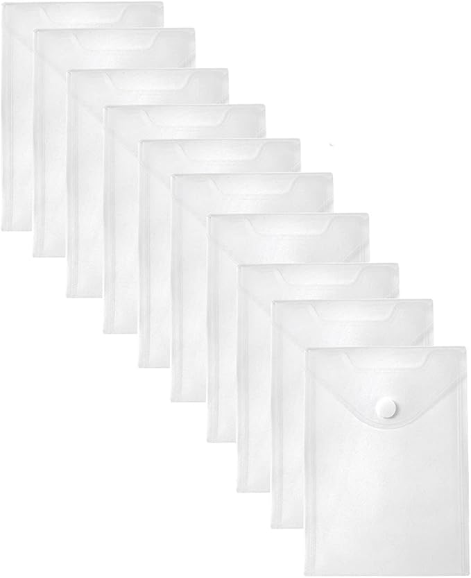 7x9 Clear Plastic Envelopes Hook Loop Closure Receipt Stickers Storage Holder by YESSART
