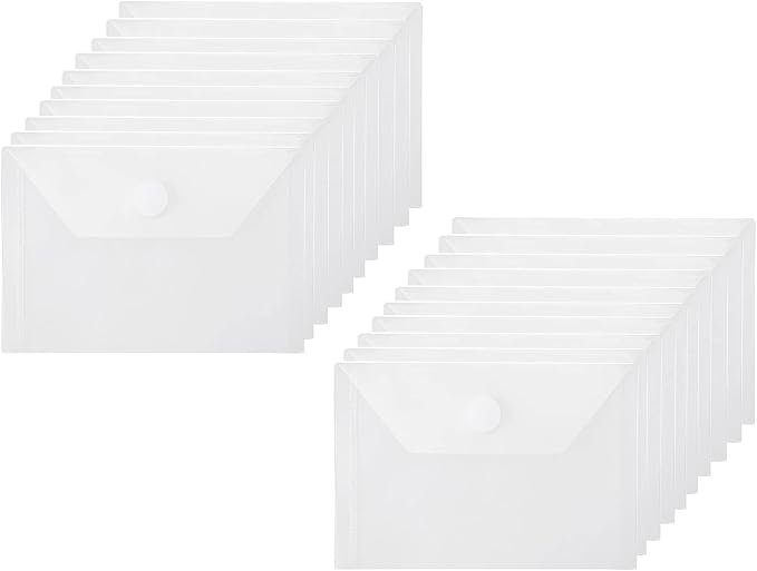 3x5 Plastic Envelopes Hook Loop Closure Coupon Receipt Storage Holder 20 Pack by YESSART