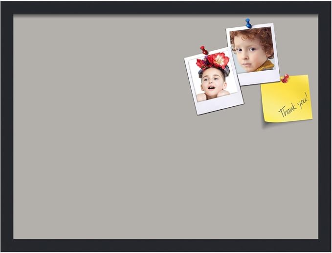 PinPix 23x17 Inch Cork Bulletin Board. This Decorative Framed Pin Board Comes with Dark Stone Design and a Satin Black Frame. Ideal for Home Office Decor or Message Board (PinPix-1808)-DeskLoop Office