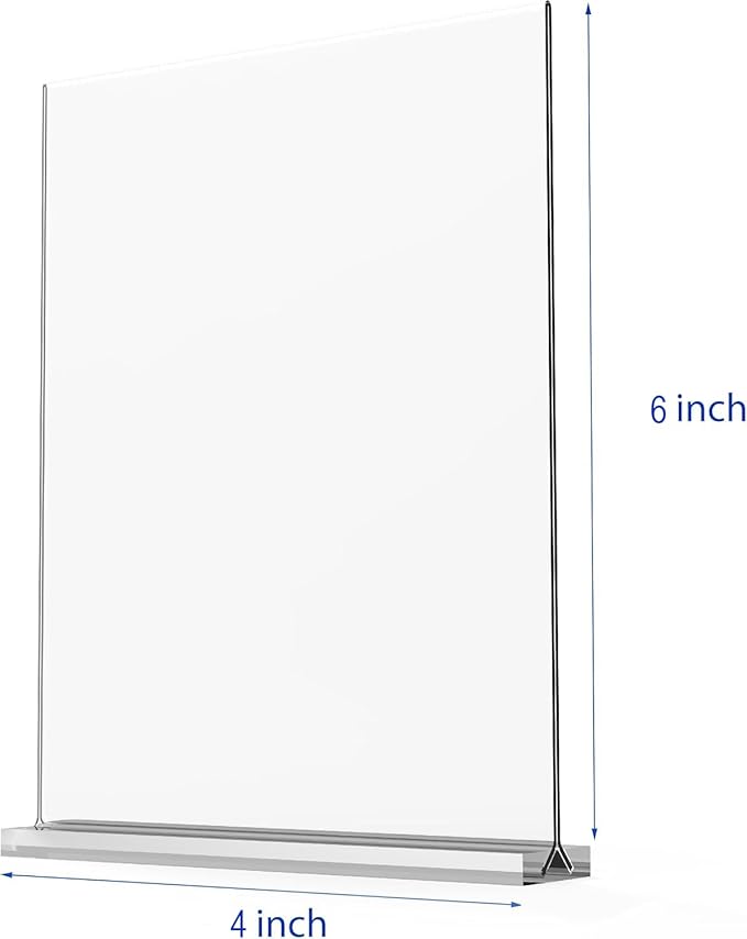 newnewshow 4x6 Inch Clear Acrylic Sign Holder, Display Stand, Plastic Card - Image 2